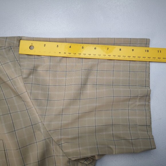 NWT Arrow Men's Size XXL Tan, White, & Grey Plaid Wrinkle Free Shirt - Picture 10 of 11